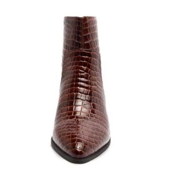 !! NEW !! Chocolate Brown Croc Embossed Ankle Boots - Picture 3 of 6